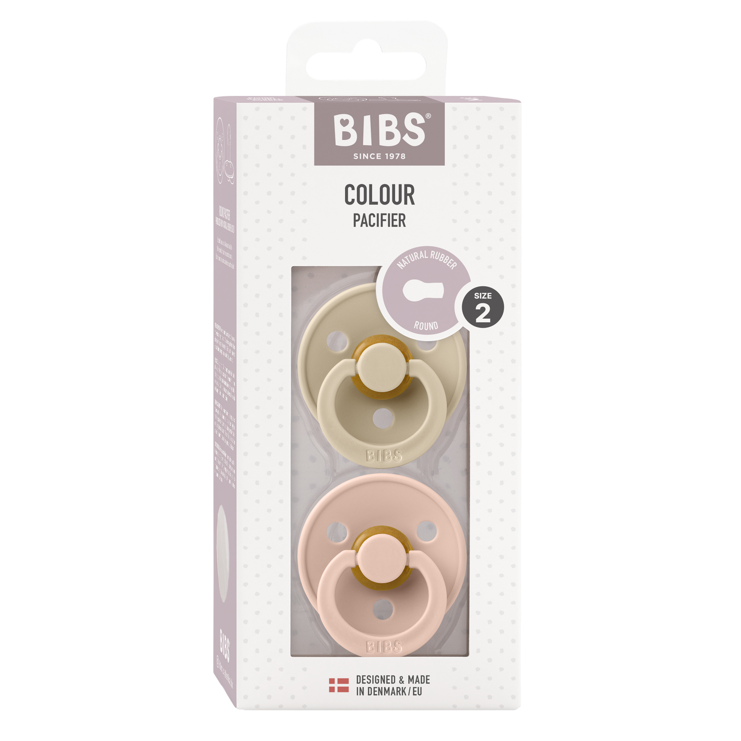 BIBS Colour Str. 2 Latex Rundt suttehoved. 2 pack. Farve: Vanilla/Blush