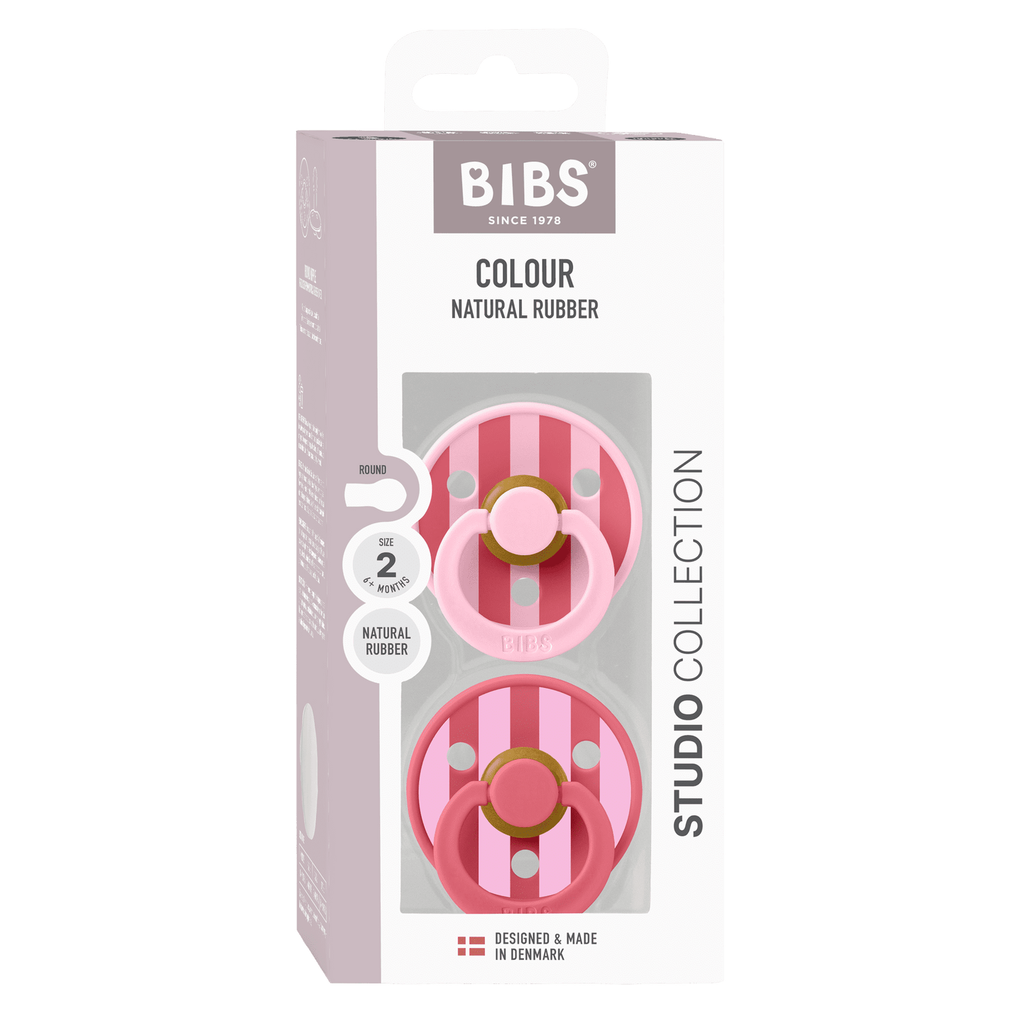 BIBS Colour Studio Collection Str. 2 Latex suttehoved. 2 pack. Farve: Pink/Coral Mix
