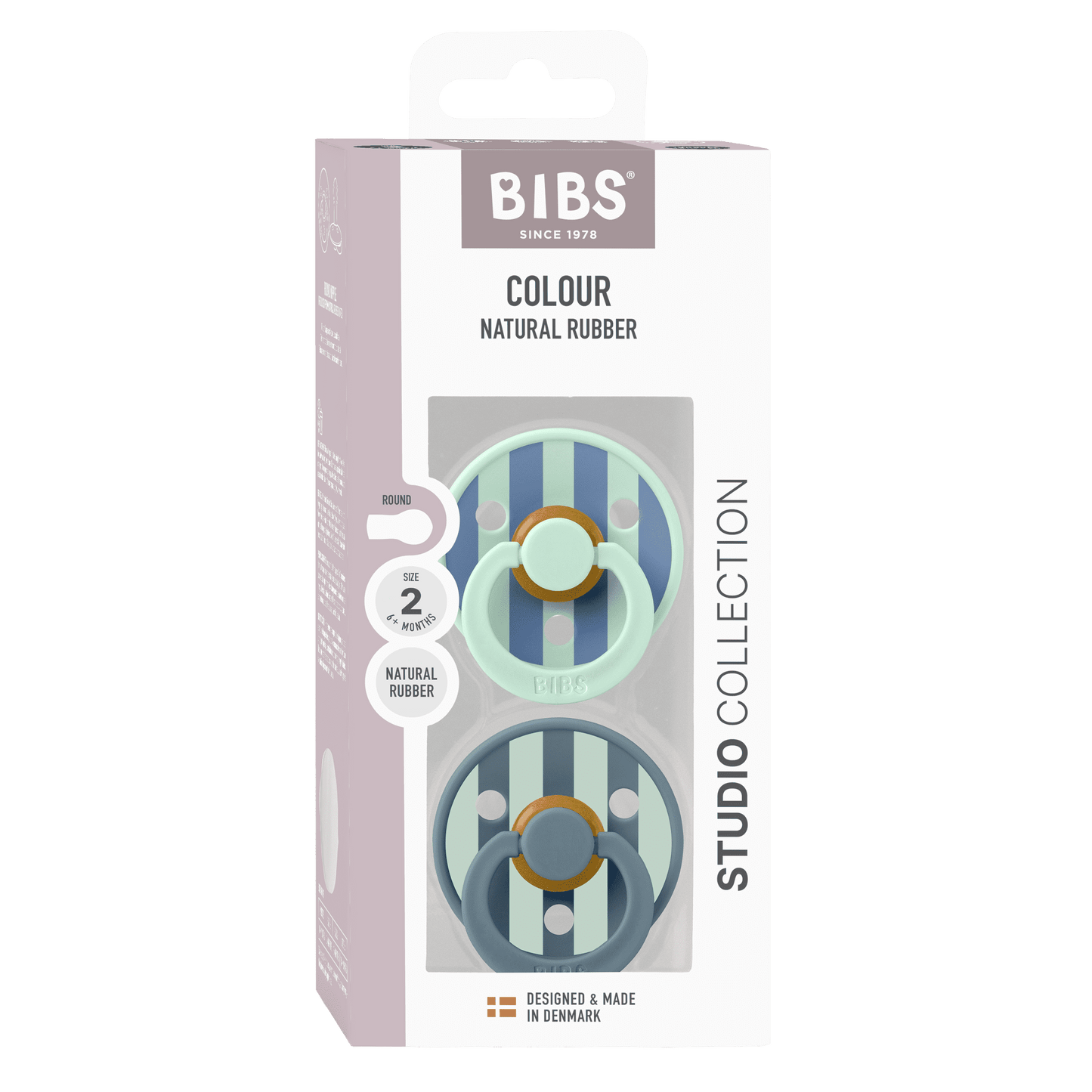 BIBS Colour Stuio Collection. Str. 2 rundt Latex suttehoved. 2 pack. Farve: Petrol mix.