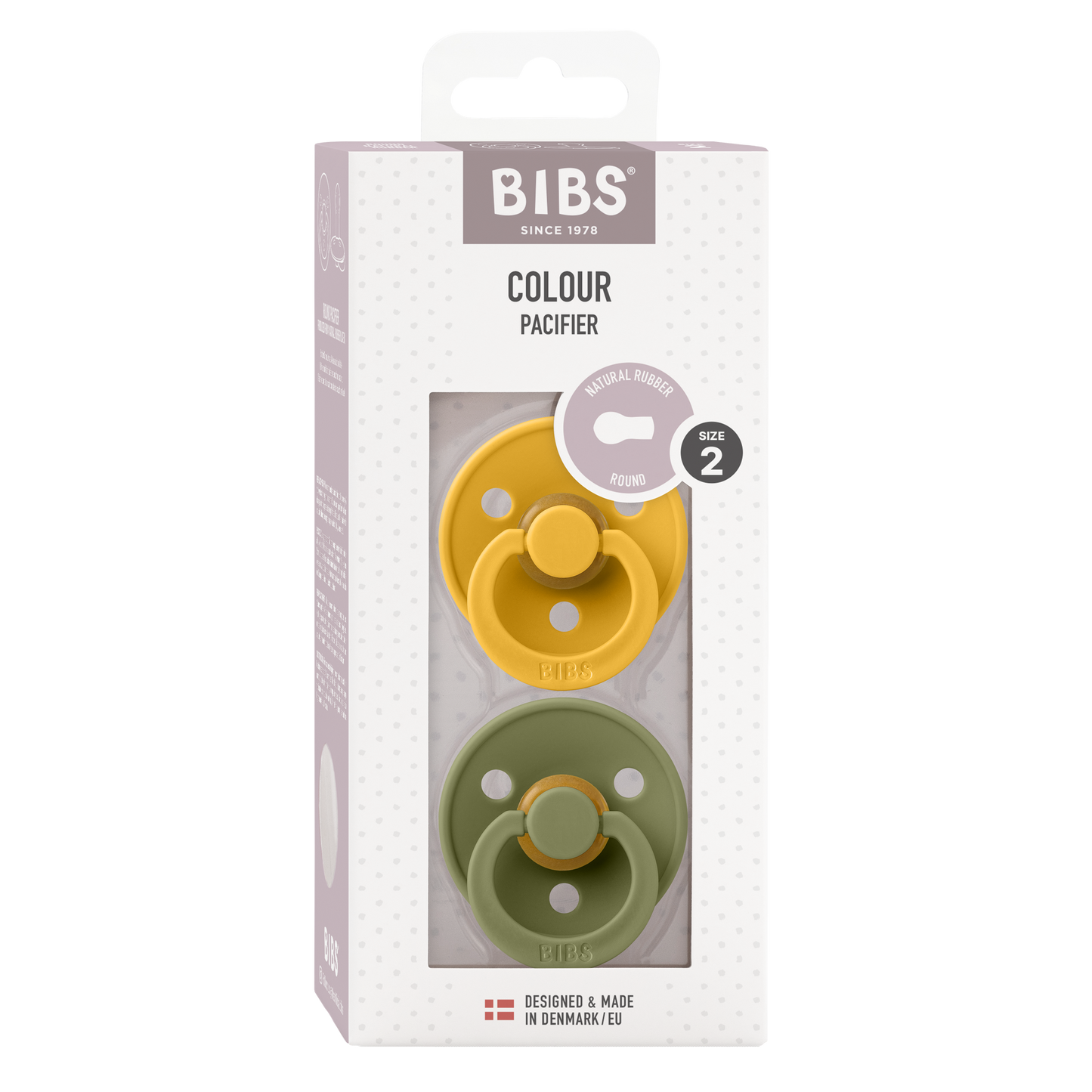 BIBS Colour 2 PACK Rund Latex Size 2 Honey Bee/Olive