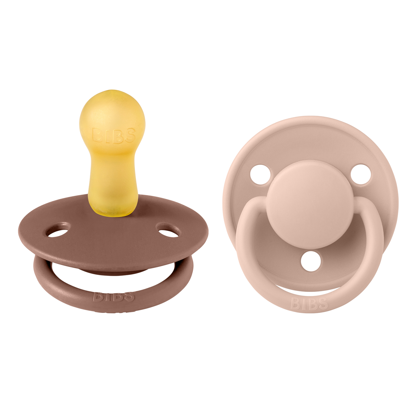 BIBS De Lux 2 PACK Rund Latex Size 2 Vanillia/Dark Oak