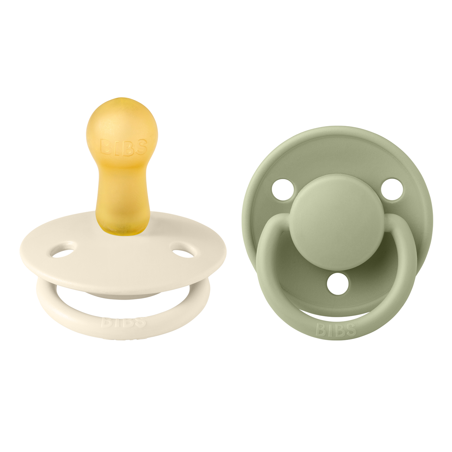 BIBS De Lux Str. 2 Latex Rundt suttehoved. 2 pack. Farve: Ivory/Sage