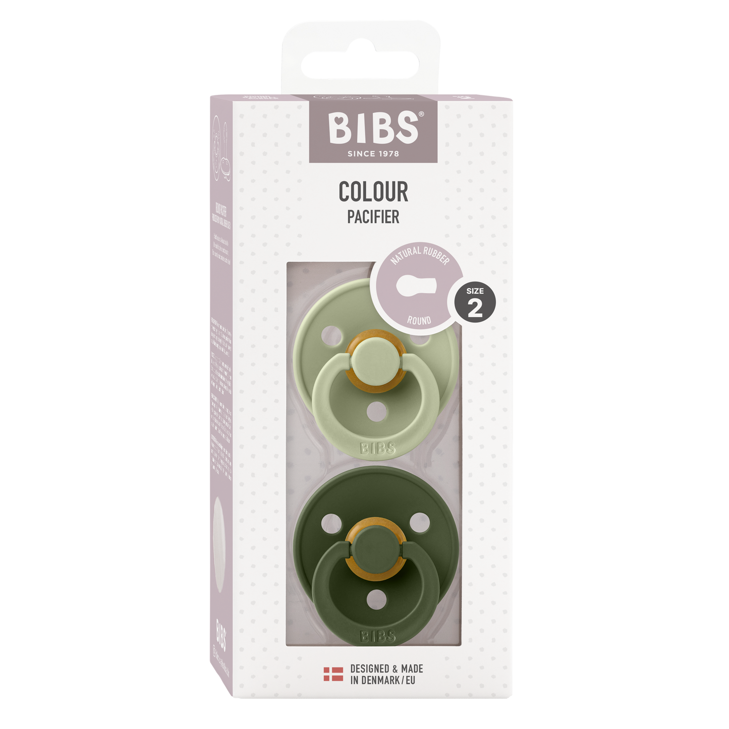 BIBS Colour 2 PACK Rund Latex Size 2 Sage/Hunter Green