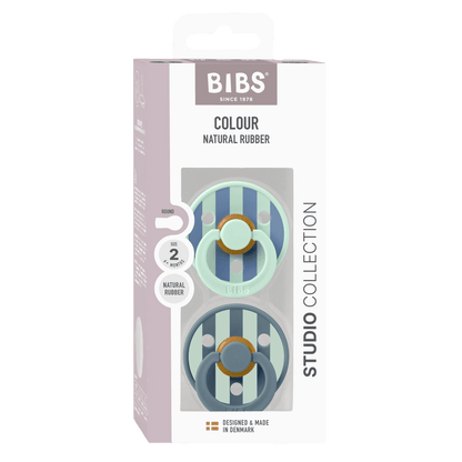 BIBS Colour Stuio Collection. Str. 2 rundt Latex suttehoved. 2 pack. Farve: Petrol mix.