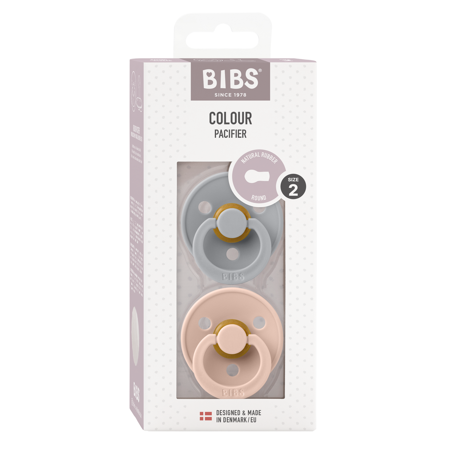 BIBS Colour 2 PACK Rund Latex Size 2 Cloud/Blush