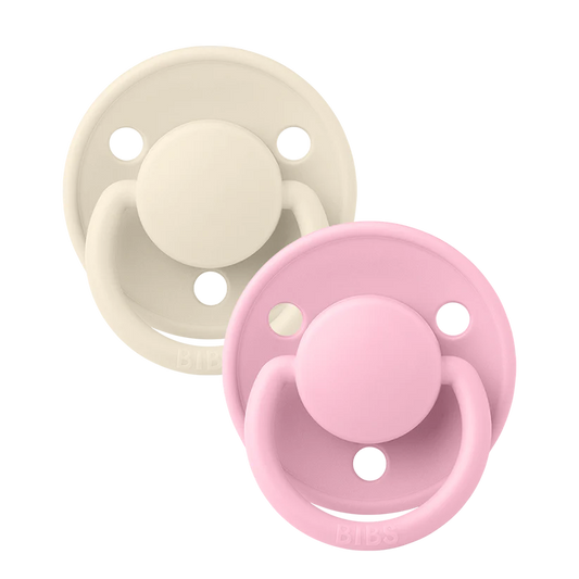 BIBS De Lux 2 PACK Rund Latex Str. 2 Ivory og babypink