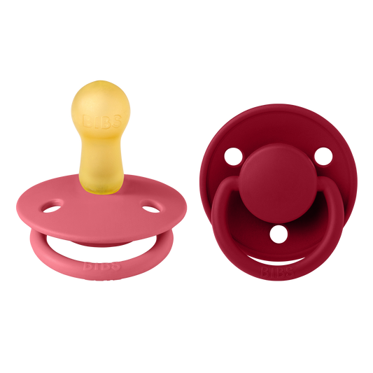 BIBS De Lux 2 PACK Rund Latex Size 2 Coral/Ruby