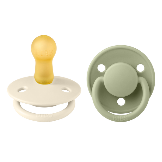 BIBS De Lux Str. 2 Latex Rundt suttehoved. 2 pack. Farve: Ivory/Sage