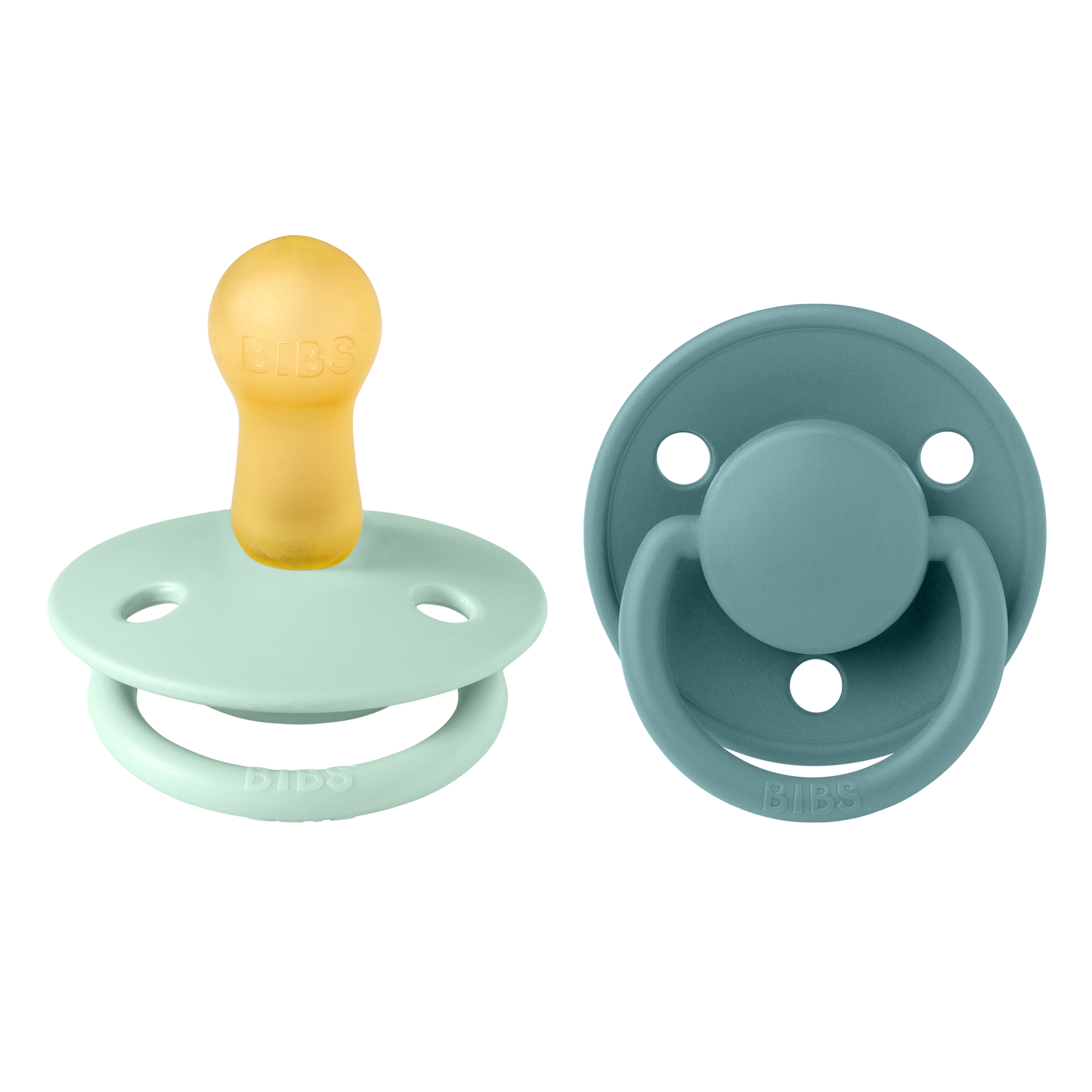 BIBS De Lux 2 PACK Rund Latex Size 2 Nordic Mint/Island Sea