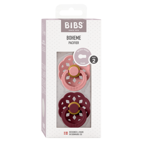 BIBS Boheme 2 PACK Rund  Latex Size 2 Dusty Pink/Elderberry