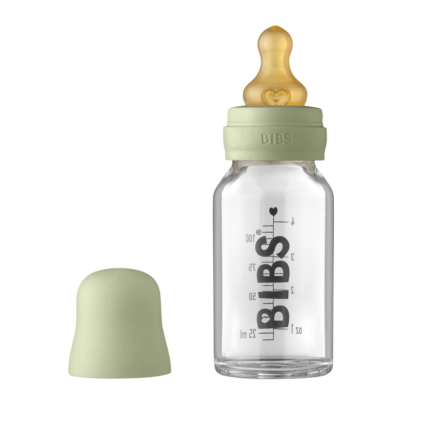 BIBS glas-sutteflaske Latex 110ml /Sage