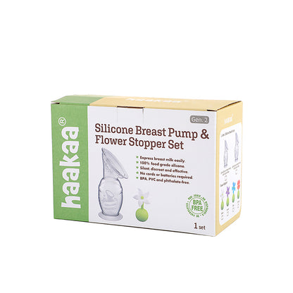 Haakaa brystpumpe - 150 ml med blomsterstopper